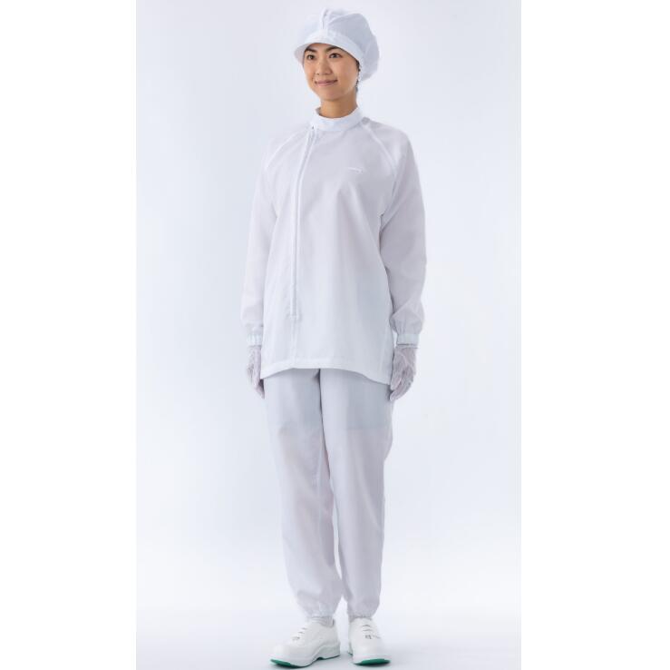 ADCLEAN CJ2102　サイドファスナークリーンウェア　ガードナー　クラス10000　クリーンウェア　クリーンルーム　ホワイト　ブルー　上着　クリーンスーツ　半導体　電子部品　ユニホーム　ロング丈