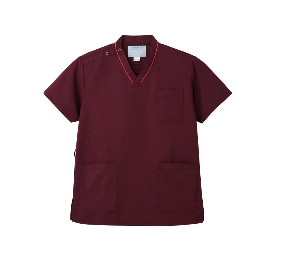 男女兼用スクラブ 601-69AP アプロンアパレル　男女兼用　ワイン色　制菌加工　静電　防汚　吸汗速乾　透け防止　 クリニック 医療 病院 ナース 看護師 介護士 整体師