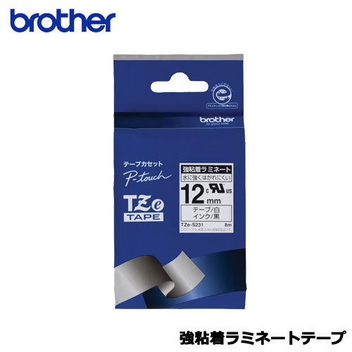 brother　Tze-S231 [強粘着ラミネートテープ(白地/黒字) 12mm]