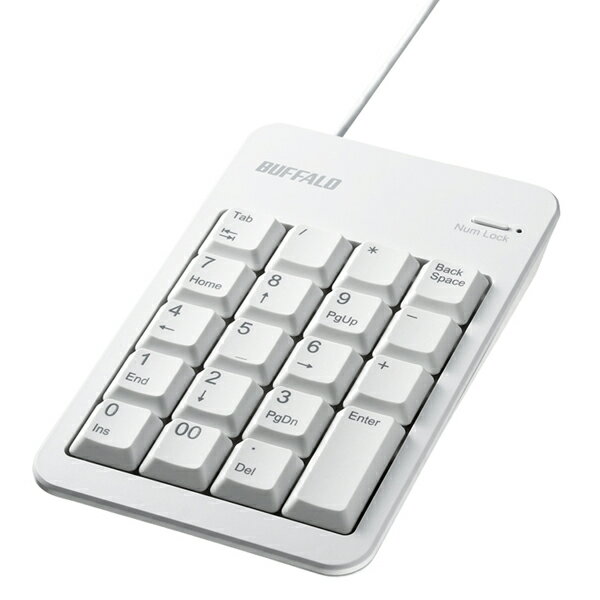 バッファローコクヨサプライ iBUFFALO BSTKH100WH [有線テンキーボード Tabキー/USBハブ付き ホワイト]