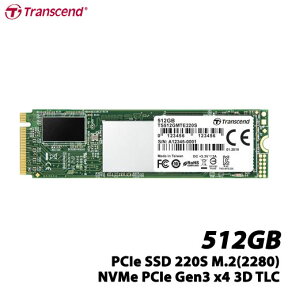 トランセンド TS512GMTE220S [512GB PCIe SSD 220S M.2(2280)、NVMe PCIe Gen3 x4、3D TLC、キャッシュ 512MB、5年保証]