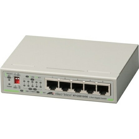 T-GS910/5E(RoHS対応)は、10/100/1000BASE-Tポートを8ポート装備した、外部電源型のギガビットイーサーネット・スイッチです。●タイプ : スイッチレイヤー2スイッチ●標準ポート数 : 5●最大ポート数 : 5●通信速度 : 10Mbps/100Mbps/1000Mbps●SNMP機能 : なし●AUTO-MDIX機能 : あり●冷却ファン : なし●手動速度切替 : なし●スタッカブル機能 : なし●MACアドレス登録件数 : 2000件●本体カラー : グレー●筐体材質 : メタル●電源 : ACケーブルあり AC 下限 100V 上限 240V●マグネット : なし●ラックマウントキット : なし●最大消費電力 : 3.6W●CO2排出量 : 3.469kg/年●本体サイズ(H) : 30mm●本体サイズ(W) : 130mm●本体サイズ(D) : 101mm●本体重量 : 420g