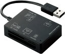 ●インターフェイス:USB2.0 ●最大転送速度:USB2.0ハイスピード/480Mbps(理論値) ●コネクタ形状:USB[A](オス)×1 ●スロット数:5 ●対応メディア:56+2種類 ●対応OS:Windows 8.1、7(SP1)、Vista(SP2)/OS X 10.7〜10.7.5、10.8〜10.8.3、10.9、10.10 ●カラー:ブラック●外形寸法:約幅61.0×奥行き45.0×高さ16.3mm ●重量:約37g ●ケーブル長:約10cm(コネクタ含まず) ●電源電圧:5V ●動作環境:温度5〜40℃、湿度30〜80%(結露なきこと) ●保証期間:6カ月 ●付属品:ユーザーズマニュアル●法規関連確認日 : 20150526多彩なメディアを読み書きできるメモリリーダライタ シリーズ史上最多となる58種類のメディアに対応したメモリリーダライタです（※）アダプタを使用せずに56種類の多彩なメディアを読み書きでき、アダプタを使用することでさらに2種類のメディアを読み書き可能です。※2015年5月現在。メーカー比。 ※複数メディアの同時接続は出来ません。 主要なメディアに対応 SDメモリーカードシリーズ、メモリースティックシリーズ、XDカードシリーズ、コンパクトフラッシュなどの主要なメディアに対応しています。 microSDカードを直挿し可能 microSDメモリーカードなどの小型メディアも、アダプタ不要でそのまま挿し込み可能です。 パソコンのUSBポートに接続するだけですぐに使える 本製品を使用すると、デジカメからパソコンにデータを直接転送する場合と比較して、約2倍の速さで転送可能です。外部電源を必要としないUSBバスパワー駆動で、専用ドライバなどのインストール作業が不要ですので、パソコンのUSBポートに接続するだけですぐに使えます。 ケーブル一体タイプ 収納に便利で、ケーブルを紛失する心配のないケーブル一体タイプです。 SDXCメモリーカード(128GB)に対応 大容量の最新SDメモリーカード規格のSDXCメモリーカード(128GB)に対応しています。 高速版のメディアに対応 SDHCメモリーカードやPRO HIGH SPEED SDメモリーカード、メモリースティックPRO(ハイスピード)など高速版のメディアに対応しており、大容量データも素早く移動・コピーが可能です。 アクセスランプを装備 メディアへのアクセス状態が分かるアクセスランプを装備しています。 USB2.0(ハイスピードモード)に対応 USB2.0(ハイスピードモード)に対応しています。 Macintoshに対応 Macintoshにも対応しています。