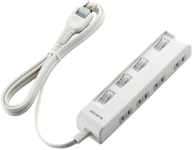 Rakuten - エレコム T-E5C-2420WH [省エネタップ/個別スイッチ/横挿し/4個口/2m/ホワイト]