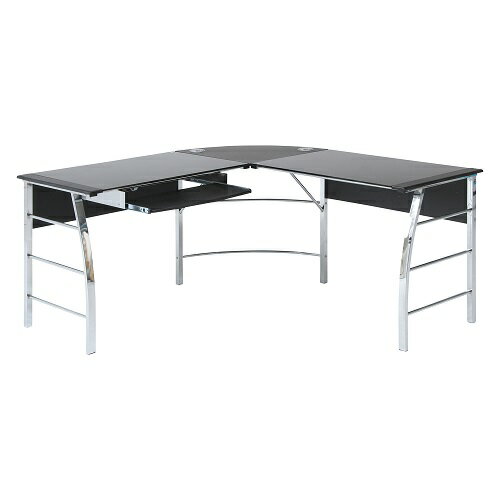 ★代引不可★70390 [不二貿易　ガラスPCデスク L型 CT-1040BK]