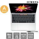 ●商品状態：中古 Aランク●モデル名：MacBook Pro (13-inch, 2017, Thunderbolt 3ポートx 4)●カラー(仕上げ)：シルバー●搭載OS：Ventura 13.3.1●CPU：3.1GHzデュアルコアIntel Core i5●ディスプレイ：Retinaディスプレイ 13.3インチ●ディスプレイ解像度：2,560 x 1,600ピクセル標準解像度●メモリ容量：16GB●ストレージ容量/種類：512GB/SSD●充放電回数：62 回●完全充電時の容量：4050 mAh●キーボード：米国仕様のUSキーボード●カメラ：720p FaceTime HDカメラ●有線LAN：なし●Wi-Fi：IEEE 802.11a/b/g/n/ac●Bluetooth：Bluetooth 4.2ワイヤレステクノロジー●メディアスロット：なし●USBポート：なし●出力ポート：Thunderbolt 3(USB-C)×4●Touch Bar：Touch IDセンサーが組み込まれたTouch Bar●本体サイズ[幅x奥行x高さ]：30.41×21.24×1.49cm●本体重量：1.37kg●付属品(AC電源タイプ)：AC付属なし(USB-C)●その他特記事項：なし●※初期不良の受付は商品到着後30日以内となります。なお本製品はメーカー修理はご利用いただけません。[初期不良に関して]*初期不良の受付は、商品到着後30日以内となります。以下の項目に該当する場合の保証はできかねます。*周辺機器（キーボード・マウス・外付けHDDなど）の接続や相性等による不具合（故障）*お客様による分解・修理・改造による不具合（故障）*OSの更新、アップグレードによる問題や不具合*新規アプリケーションのインストール方法やアプリケーションのインストールに伴う不具合（故障）*インストール済アプリケーションの更新・設定変更・改変・改造による不具合（故障）*アプリケーションの対応状況に関するすべて（使用したいアプリケーションが対応していないなど）*指紋認証やNFCなどの特殊な機能の不具合*購入時に付属されていた添付物を紛失されている場合（説明書、ケーブル類など）*弊社の検証で不具合などの問題が確認されなかった場合*初期不良、又その商品検証などのためお預かり中に発生した直接的、間接的損害に対する保証*商品不良によって生じた間接的な損害（データが取り出せない等）●こちらの中古PCはマイクロソフト社の「再生中古パソコン用正規Windowsライセンス」の要件を満たす為、MARシールを貼っておりません。