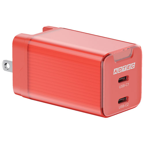 アドテック APD-V065C2-RD [PD充電器 最大65W Type-C×2、PD3.0対応 折り畳み式プラグ レッド](2.0)