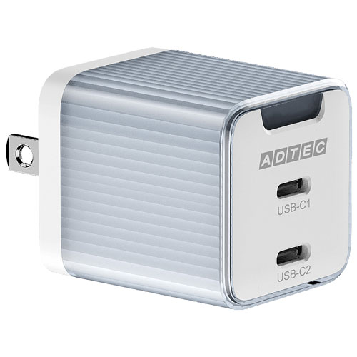 入力端子:AC100-240V 50/60Hz 使用温度範囲:0 ～ 35℃ 外形寸法:35.0(W)×36.0(D)×43.0(H)mm 重量:83g データ復旧サービス:ー 準拠規格:RoHS指令対応, PSE 保証期間:1年 仕様:最大45W / Type-C x2 カラー:ブルー