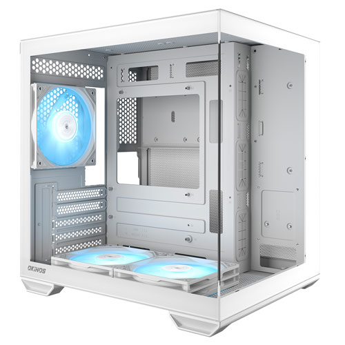 Okinos Mirage 4 ARGB White [Micro-ATXミドルタワーケース Mirage 4 ARGB ピラーレス 3×120mm ARGBフ..