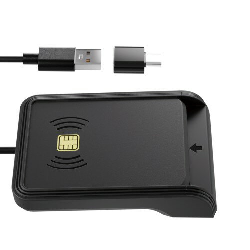 エアリア SD-MYC03-B [タッチ/挿入 両対応ICカードリーダー マイナンバーカード対応 USB-A/C接続 Win/Mac]