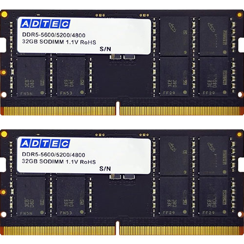 アドテック ADS5600N-32GW [32GB×2枚組 DDR5-5600 (PC5-44800) SO-DIMM 262pin]