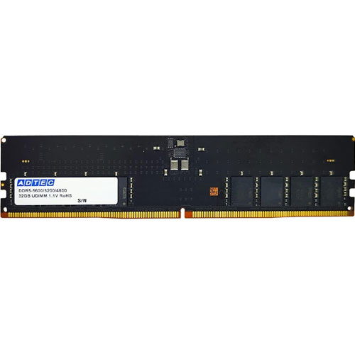 仕様:32GB 搭載メモリ:DDR5-5600 / PC5-5600 (* PC5-44800) エラーチェック機能:あり（Cyclic Redundancy Check） スピード:44.8GB/s 準拠規格:JEDEC 形状:288pin DIMM 保証期間:購入後6年間保証 種類:Unbuffered 特記事項:RoHS指令対応