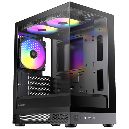 Okinos Aqua UNO (Black) [mATXミドルタワーケース ピラーレス 3×120mm ARGBファン付属]