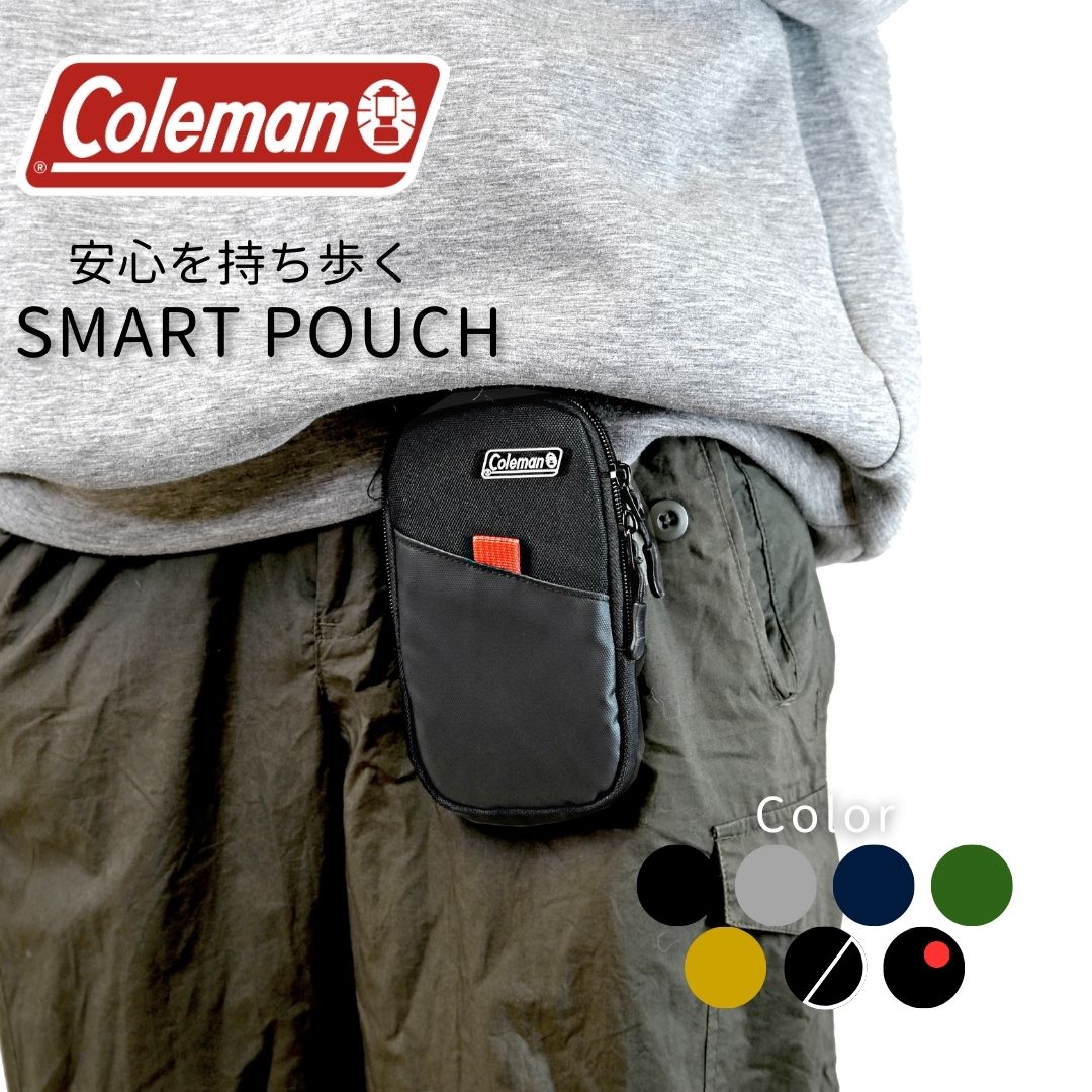 【 Coleman スマホポーチ 】 メンズ リュックにつける おしゃれ 縦型 スマホ ポーチ カラビナ マルチケース 6.5インチ ベルト コンパクト 軽い 軽量 iPhone アウトドア レディース リュック コールマン ブランド 小物入れ ベルトループ 携帯 シンプル スマホポシェット