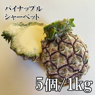 【アウトレット価格】 国産 皮付きパインシャーベット ハーフカット 5個 1kg 冷凍