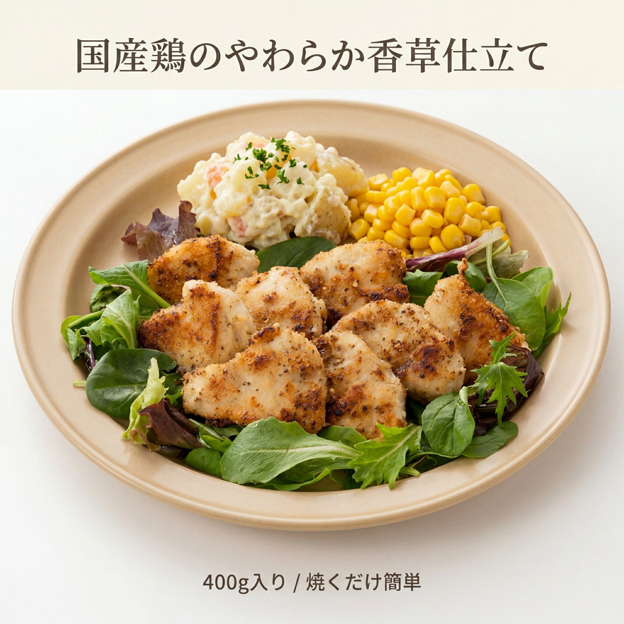 Thigh Meat - [どれでも5品で送料無料] 国産鶏のやわらか香草仕立て 400g 冷凍 国産 鶏肉 ハーブ スパイス チキン 焼くだけ簡単 お弁当 おかず 夕食 時短 解凍不要 兵庫県製造 印南食品 安心安全 家庭料理 えつすい【動画あり】★