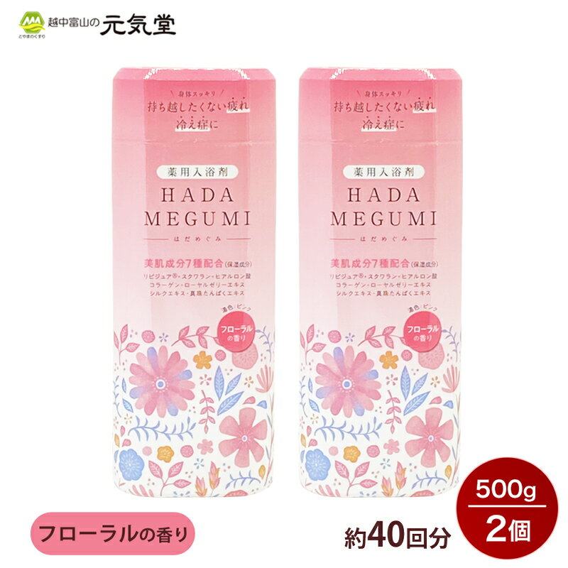 【医薬部外品】はだめぐみ 500g 2個セット フローラルの香り 薬用入浴剤 約40回分 贈り物