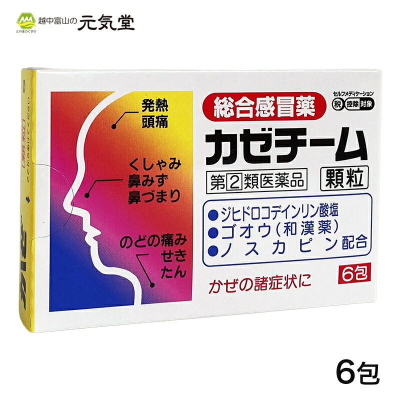 【P10倍＆購入金額で選べるクーポン配布のW割】【第(2)類医薬品】カゼチーム 6包入 大協薬品工業 セルフメディケーション税制対象 かぜ薬 風邪薬 総合感冒薬 せき のど 置き薬 配置薬 ※こちらの商品はお一人様1箱限りとなります