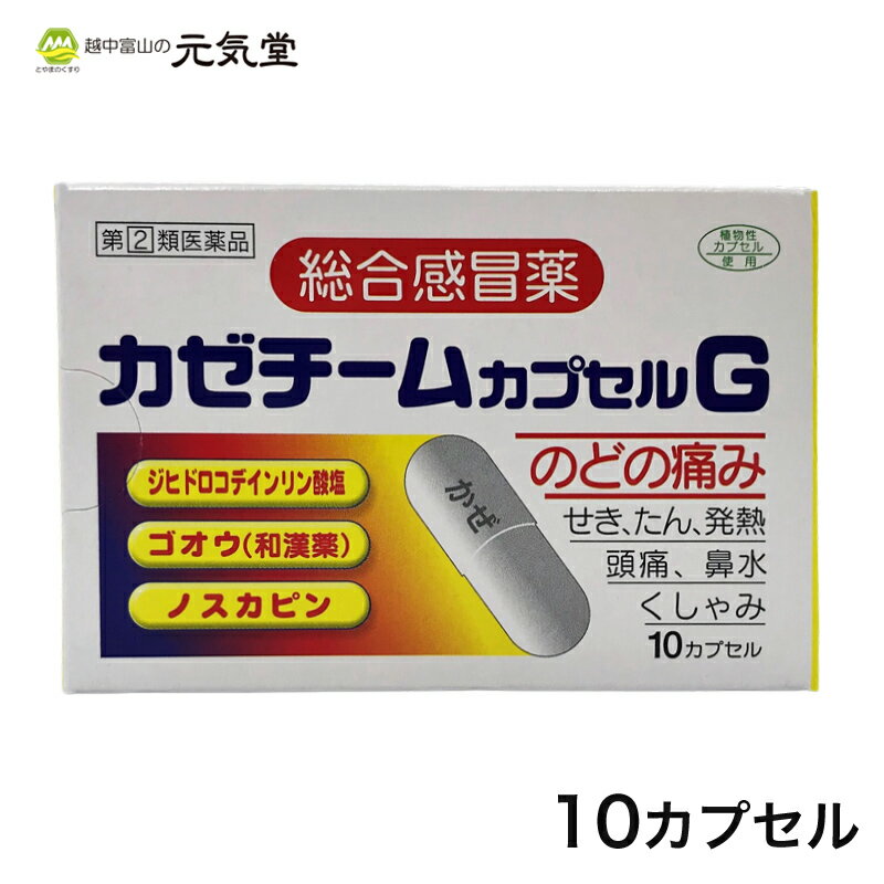 【P10倍＆購入金額で選べるクーポン配布のW割】【第(2)類医薬品】カゼチームカプセルG 10カプセル セルフメディケーション税制対象 大協薬品工業 かぜ薬 風邪薬 総合感冒薬 せき のど 置き薬 配置薬 ※こちらの商品はお一人様1箱限りとなります