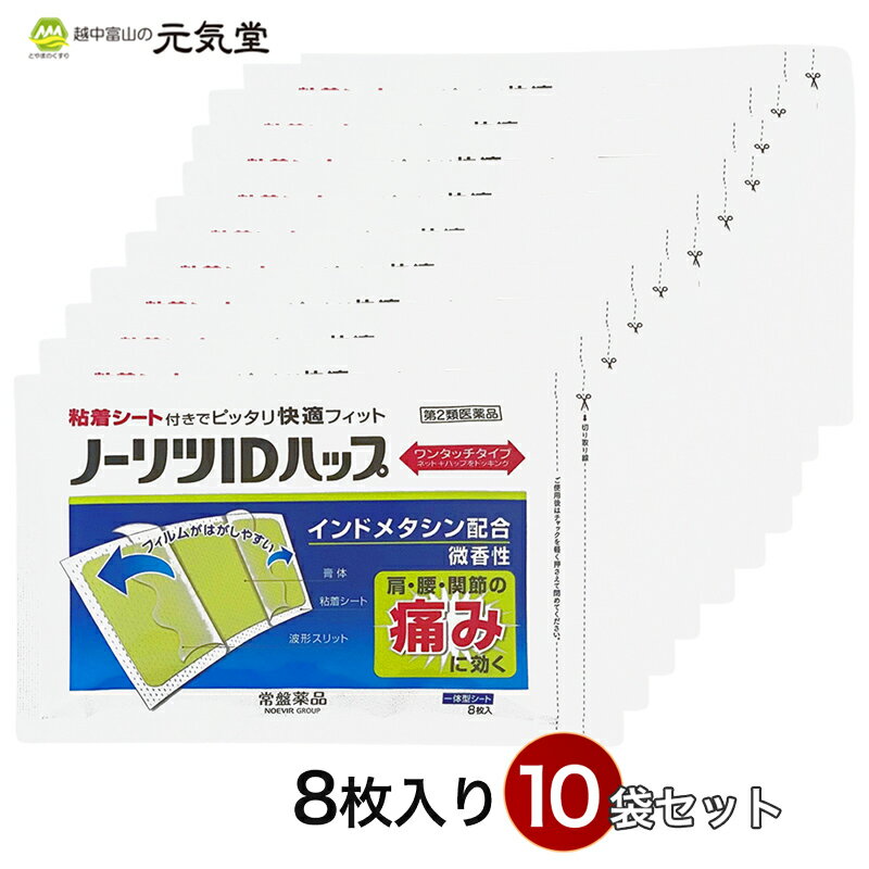 【最大2,000円OFFクーポン配布！お買い物マラソン】【第2類医薬品】ノーリツIDパップ 8枚入 10袋セット 常盤薬品工業 セルフメディケーション税制対象 インドメタシン 湿布 湿布薬 貼り薬 置き薬 配置薬 大協薬品工業 富山