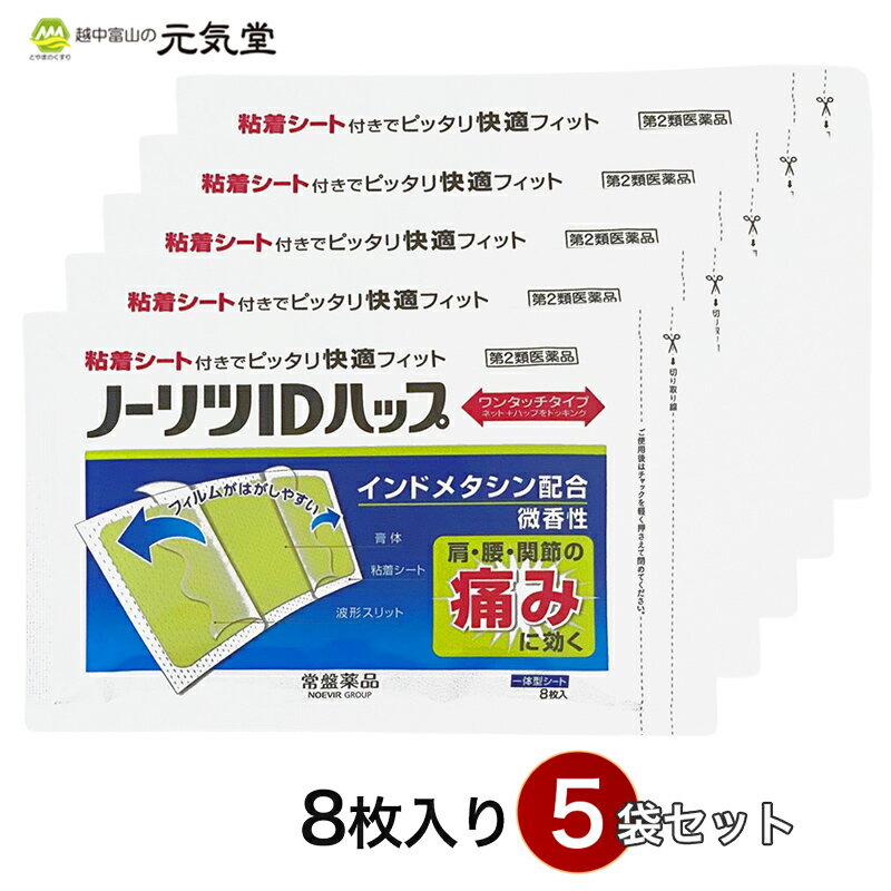 【第2類医薬品】ノーリツIDパップ 8枚入 5袋セット 常盤薬品工業 セルフメディケーション税制対象 インドメタシン 湿布 湿布薬 貼り薬 置き薬 配置薬 大協薬品工業 富山