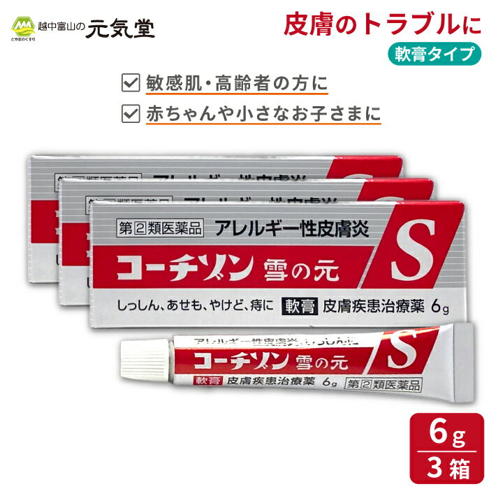 楽天とやまのくすり 越中富山の元気堂【P10倍＆マラソンクーポンのW割！16（木）01：59まで】【第（2）類医薬品】コーチゾン雪の元S6gチューブ入 3箱セット 置き薬 配置薬 雪の元本店