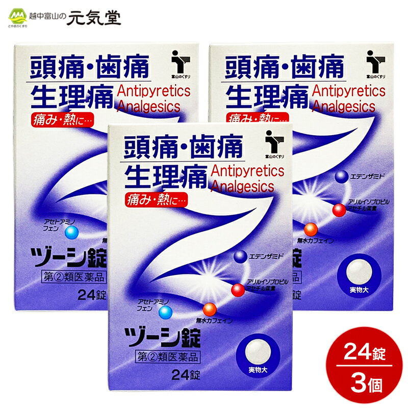 【第(2)類医薬品】ヅーシ錠 24錠 3個セット テイカ製薬 置き薬 配置薬 富山