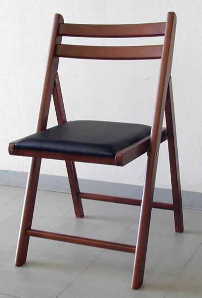 木製　折りたたみ椅子　レザー座ダークブラウン　5．0kg[N