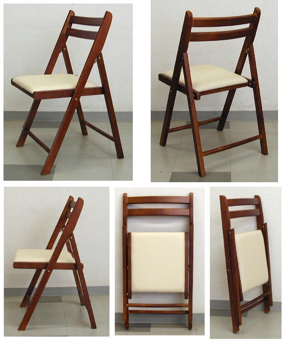 木製　折りたたみ椅子　レザー座ダークブラウン　4脚セット[NO.368 Dブラウン 4PCS]