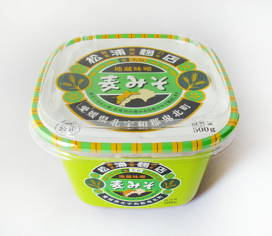 楽天愛媛みかんの　こだわり王国【 地蔵味噌 松浦麹店 麦みそ 500g カップ 詰め 】 味噌 みそ 愛媛 麦 500g 調味料 豆 ごはん ご飯 みそ汁 味噌汁 合う 松浦 麹 店 500グラム