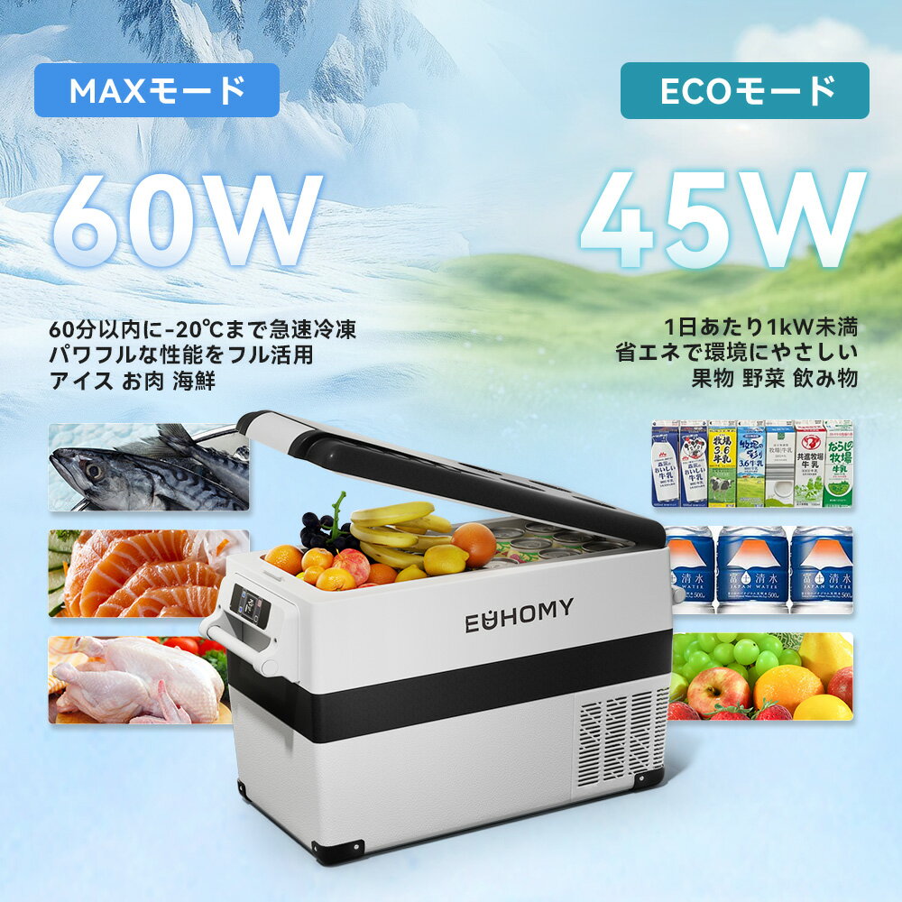 EUHOMY �ֺ���¢�� 35L/45L/55L ������ �ݡ����֥���¢�� 2����Ω��Ǽ -20���20�� ��®���� �֥Х����åȡ����ڤ����դ��� ����ץ�å����� LED������ MAX/ECO�⡼�� 3WAY�Ÿ��б� AC100V DC12V/24V 42dB�Ų� �֥Хåƥ꡼�ݸǽ ������ ���ܸ������� ��PSEǧ�ںѡ�