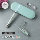 【クーポンで30%OFF】LEDライト付き耳かき 4点SET 光る耳かき USB充電式 水洗い可 ケース付き(3)
