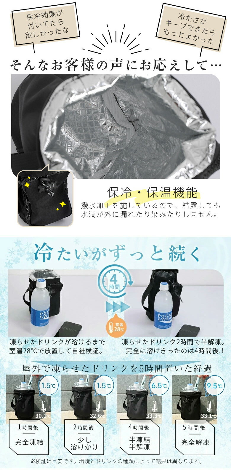 【クーポンで半額】楽天1位 ボトルショルダースマホポーチ 3way スマホショルダー 撥水 水筒 保冷 ペットボトル ストッパー付き タオル 小物入れ お出かけ アウトドア 母の日（3）