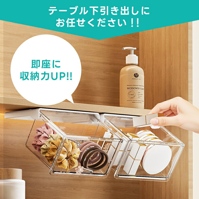 【最大40％OFFクーポン対象】収納ボックス テーブル下 引き出し 工具不要 穴あけ不要 透明 小物入れ コスメ キッチン 調味料（T） eunicedress-10002098 京童工房(きょうわらべこうぼう) サンプル画像3
