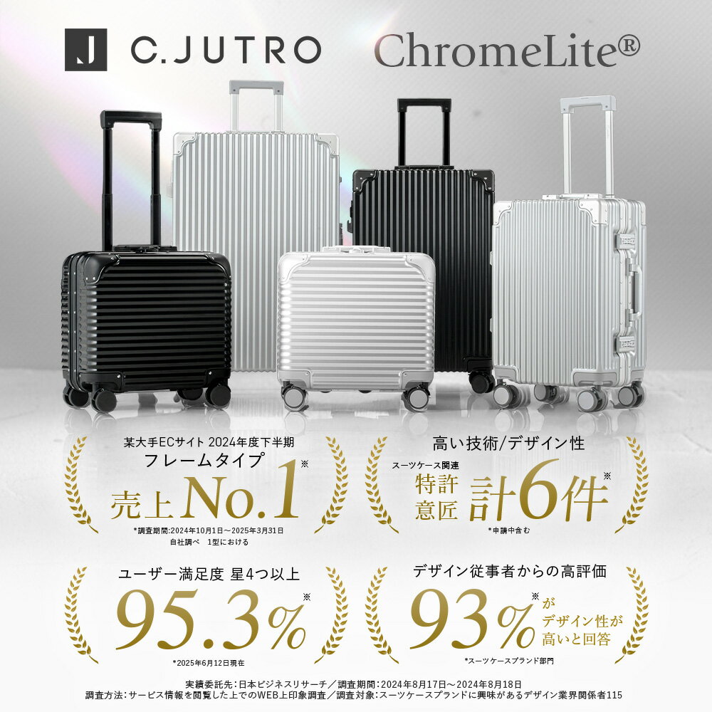★【新技術ダブル搭載】_ChromeLite×UltraCush ★正規品 スーツケース キャリーケース キャリーバッグ 機内持ち込み 1泊2日 キャリーバッグ フレーム TSAロック 軽量 旅行 出張 海外旅行 ssサイズ【日本企業企画】