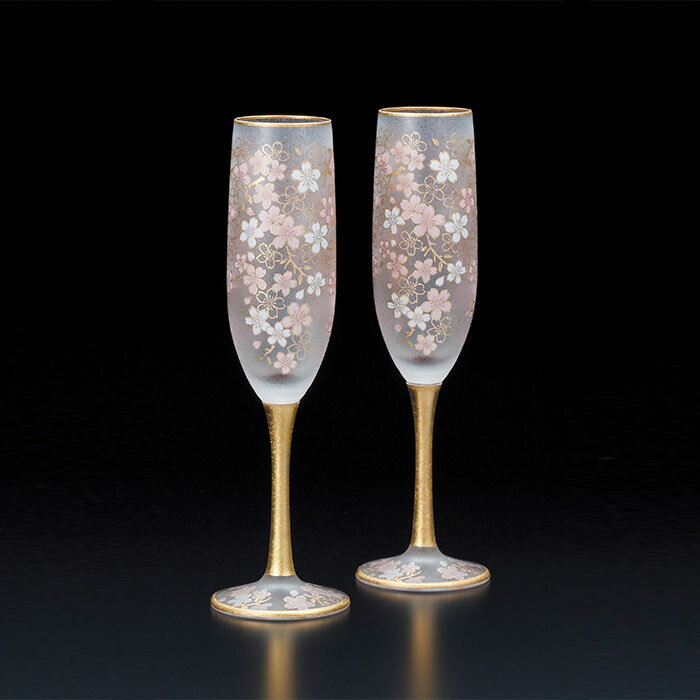 樂天商城 - 『アデリア エル・ドラード SAKURA flute 180ml ペアセット』【ペア ギフト 桜 さくら グラス 酒器 日本酒 シャンパン 日本製】