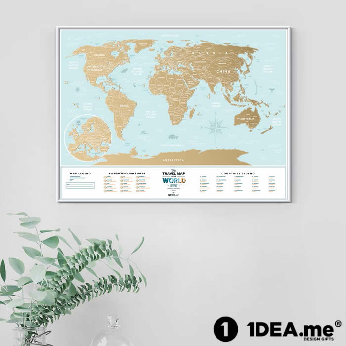 『1DEA アイデア ホリデー ラグーンワールド』【世界地図 地図 海 ビーチ マップ スクラッチ カラフル 旅行 インテリア リビング 雑貨】