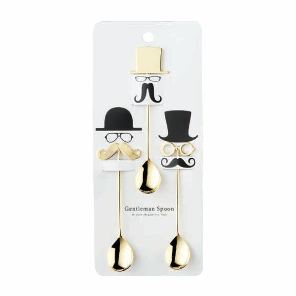 【ゆうパケット対応】『ジェントルマン スプーン 3pc ゴールド』【スプーン カトラリー ハット メガネ ..