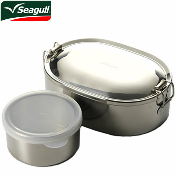 『シーガル オーバルランチボックス 17cm デザートカップ付き』【seagall お弁当箱 ランチボックス ステンレス おべんとう箱】のサムネイル