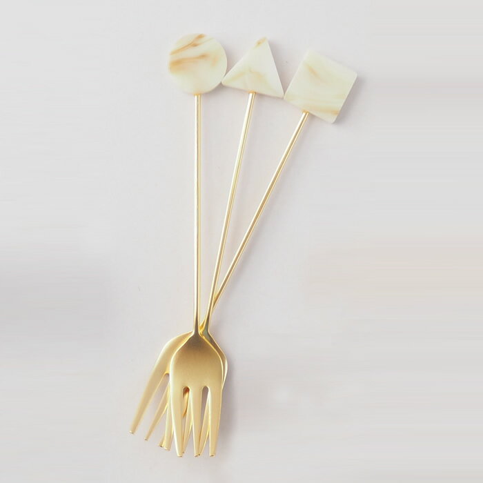 『アクリルカトラリー ブロック フォーク 125mm』【カトラリー べっこう 丸 三角 四角 テーブルウェア ..