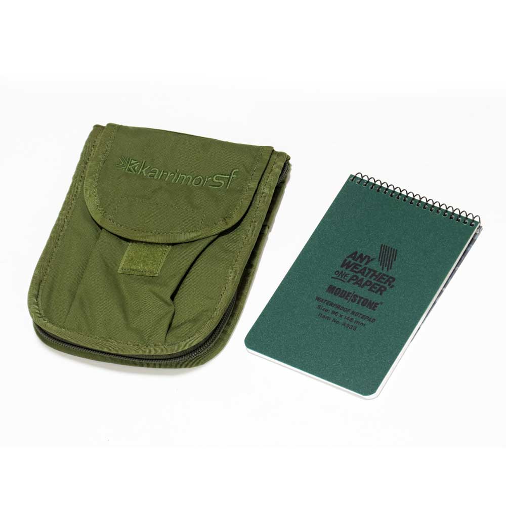 モードストーン 耐水ノート A6 + キャリアー セット (A33MILグリーン + D100) トップスパイラル ミリタリーノートパッド A6変形 + カリマ...