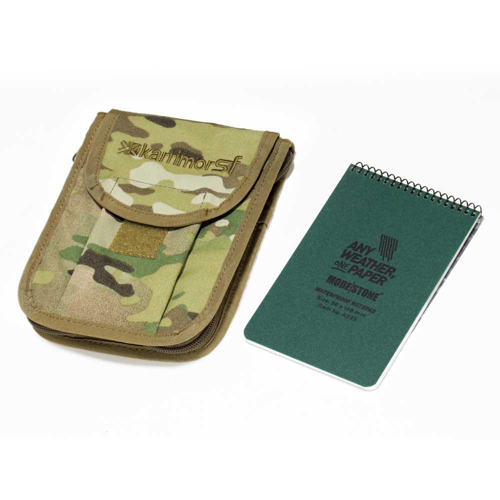 モードストーン 耐水ノート A6 + キャリアー セット (A33MILグリーン + D100M2マルチカム) トップスパイラル ミリタリーノートパッド A6変...