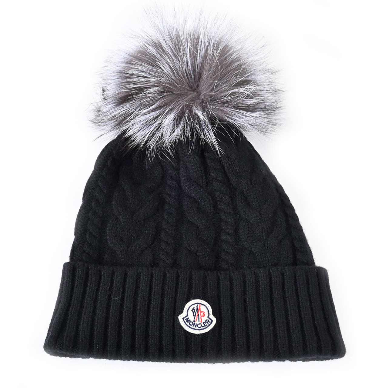 モンクレール ニット帽 メンズ モンクレール MONCLER ニット帽 シルバーフォックス D20939960810 ブラック メンズ レディース ギフト