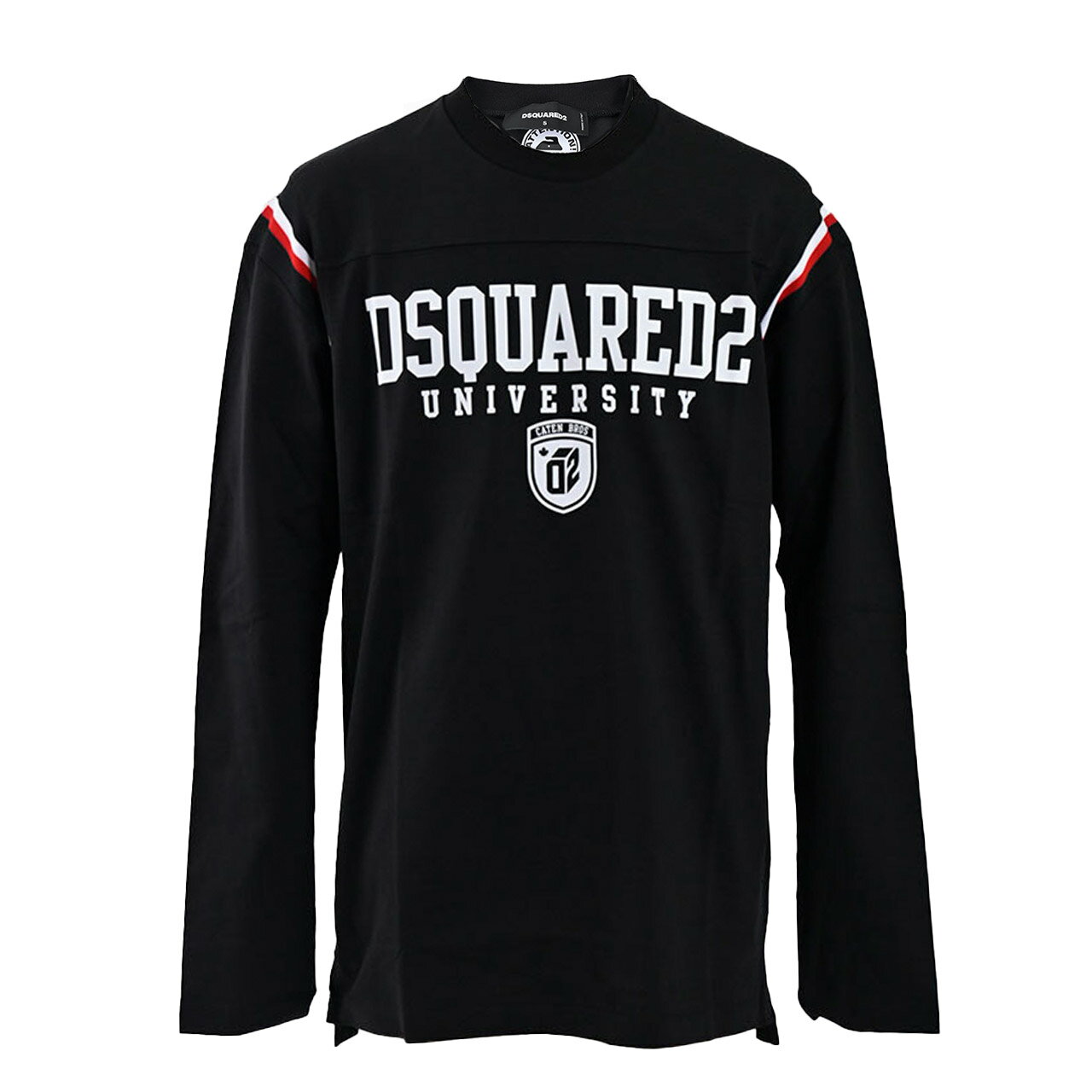 ディースクエアード DSQUARED2 クルーネック長袖Tシャツ S74GD1218 S24658 Varsity Fit Tee 900 ブラック 2024SS 2024年 春夏新作メンズ