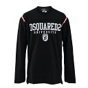 【5%OFFクーポン対象 期間限定】ディースクエアード DSQUARED2 クルーネック長袖Tシャツ S74GD1218 S24658 Varsity Fit Tee 900 ブラック 2024SS 2024年 春夏新作メンズ