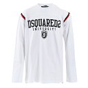 【5%OFFクーポン対象 期間限定】ディースクエアード DSQUARED2 クルーネック長袖Tシャツ S74GD1218 S24658 Varsity Fit Tee 100 ホワイト 2024SS 2024年 春夏新作メンズ