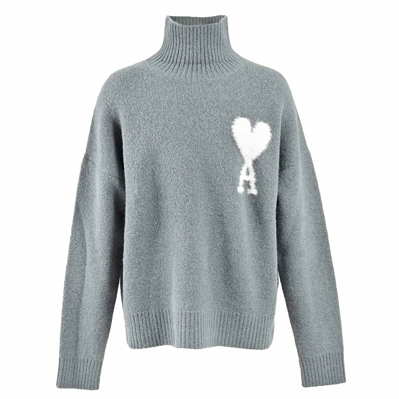 アミ AMI ハイネックセーター UKS425 KN0032 4013 グリーン メンズ 【ラスト1点 Lサイズ】