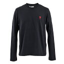 アミ AMI クルーネック長袖Tシャツ BFUTS235.724 001 ブラック 2025SS メンズ