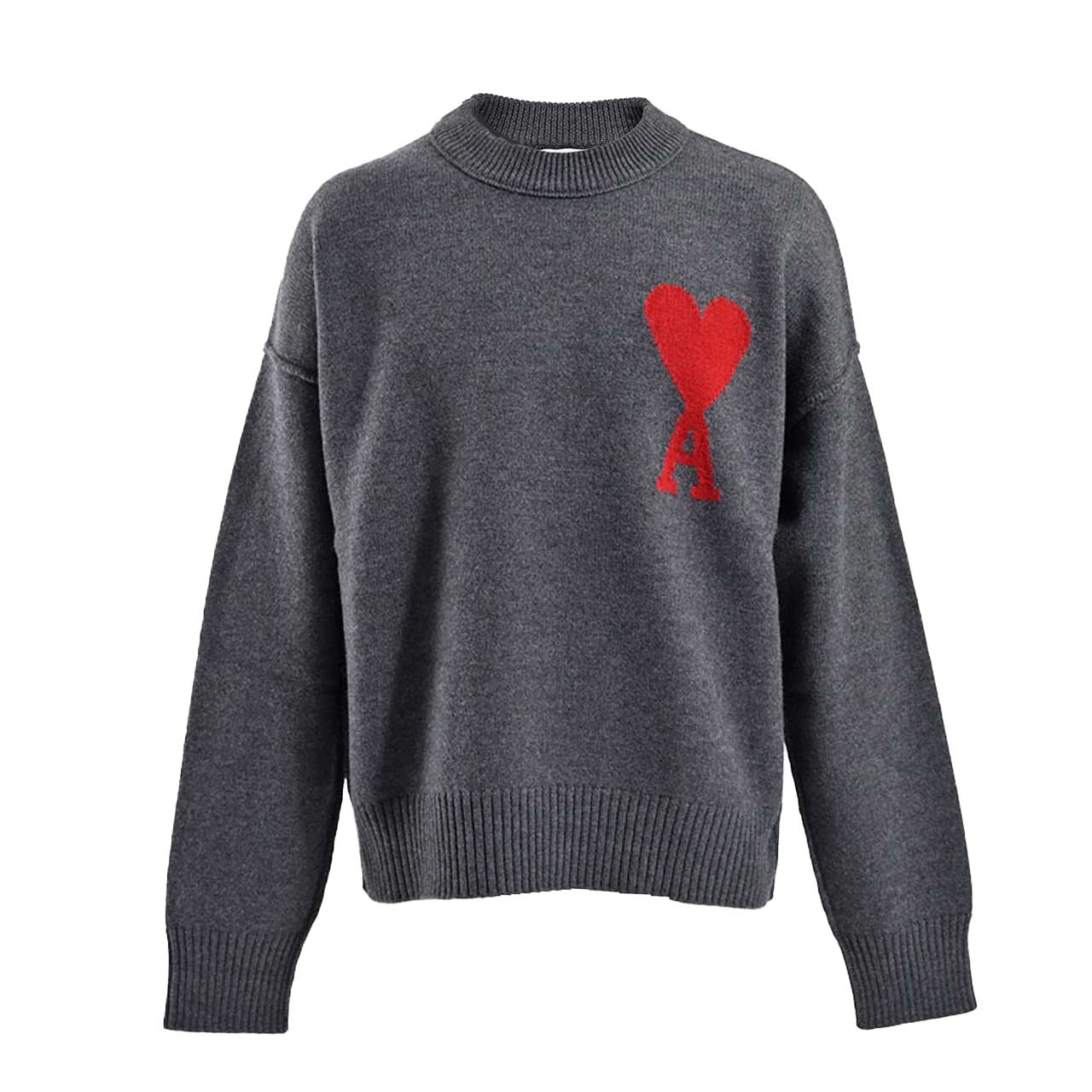 アミ AMI セーター BFUKS006.018 084 グレー 2025SS メンズ 【ラスト1点 XLサイズ】