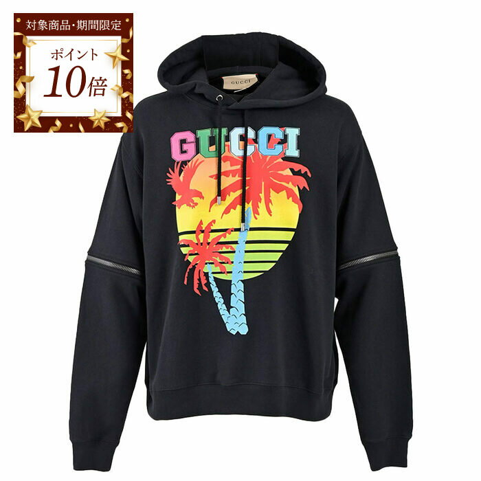 【ポイント10倍 期間限定】 グッチ GUCCI パーカー 700117 XJEOT 1082 ブラック メンズ 【ラスト1点 Sサイズ】